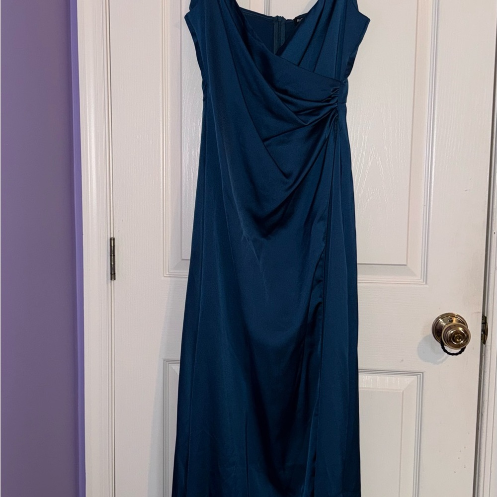 Nasty Gal Teal Draped Maxi Dress